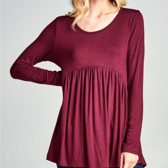CASUAL BURGUNDY TUNIC TOP - Picture 1 of 4